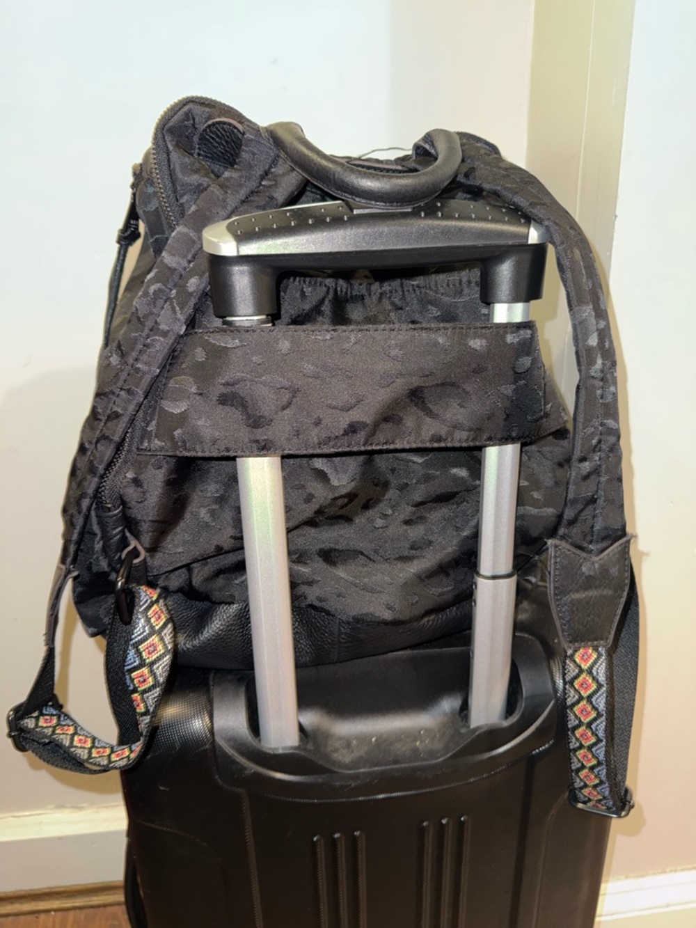 Aimee Kestenberg Black Leopard spots Nylon Backpack - Picture 11 of 13
